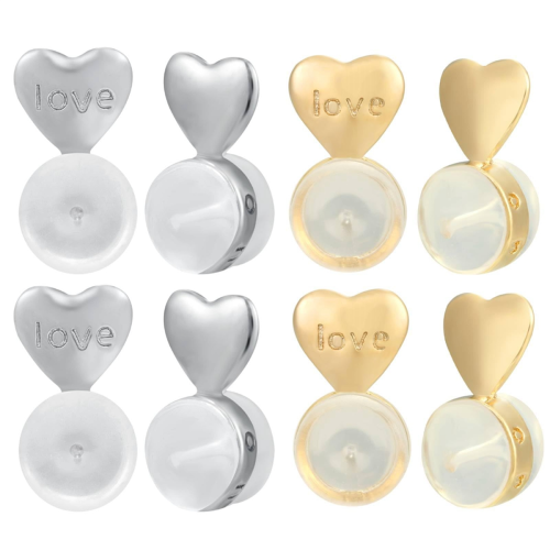8PCS Earring Backs for -Ears, Lifter Replacements Heavy Earrings,Gold+Silver