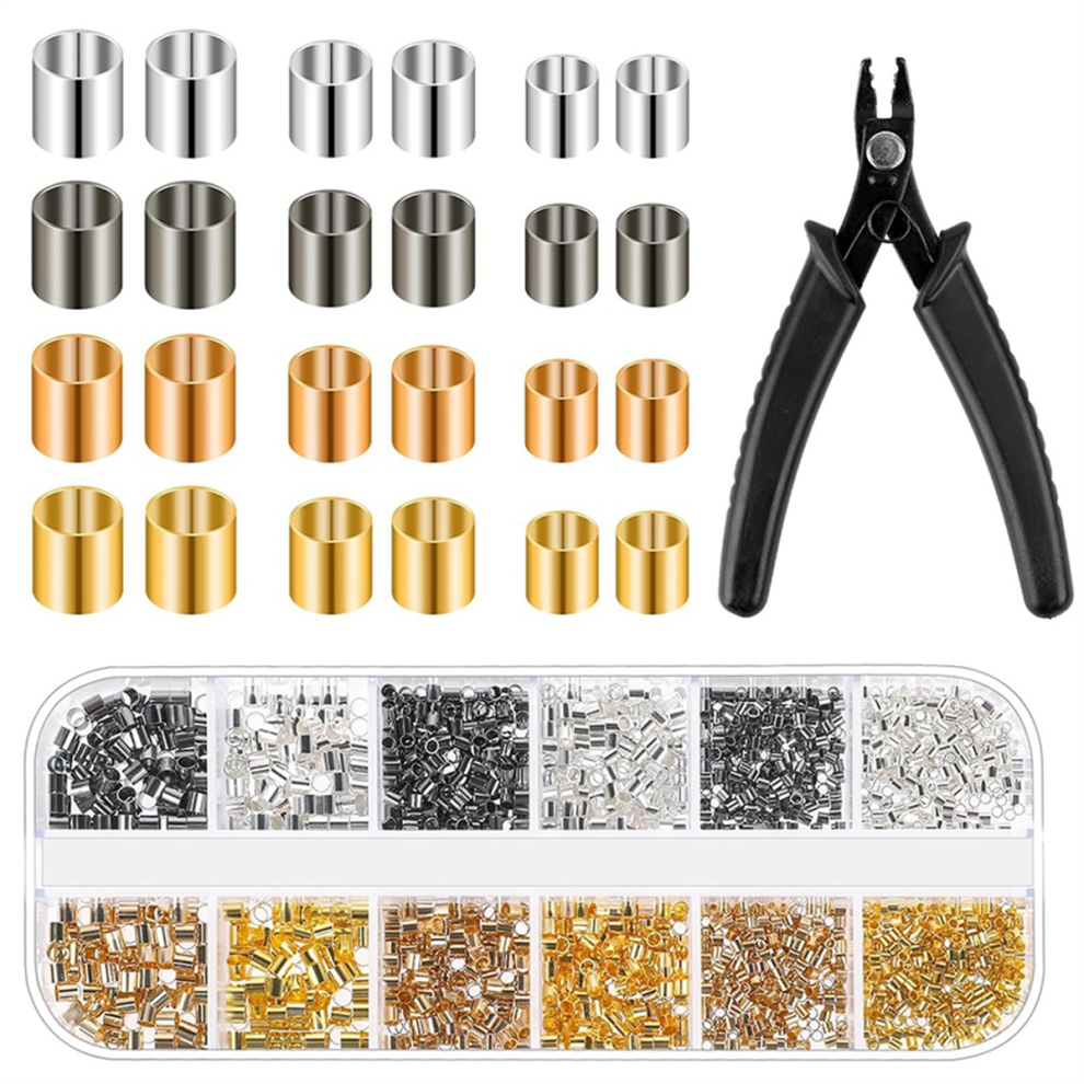 2200Pcs Jewelry Crimp Beads Tubes With Crimping Pliers For Making Beading Supplies 4853961836050