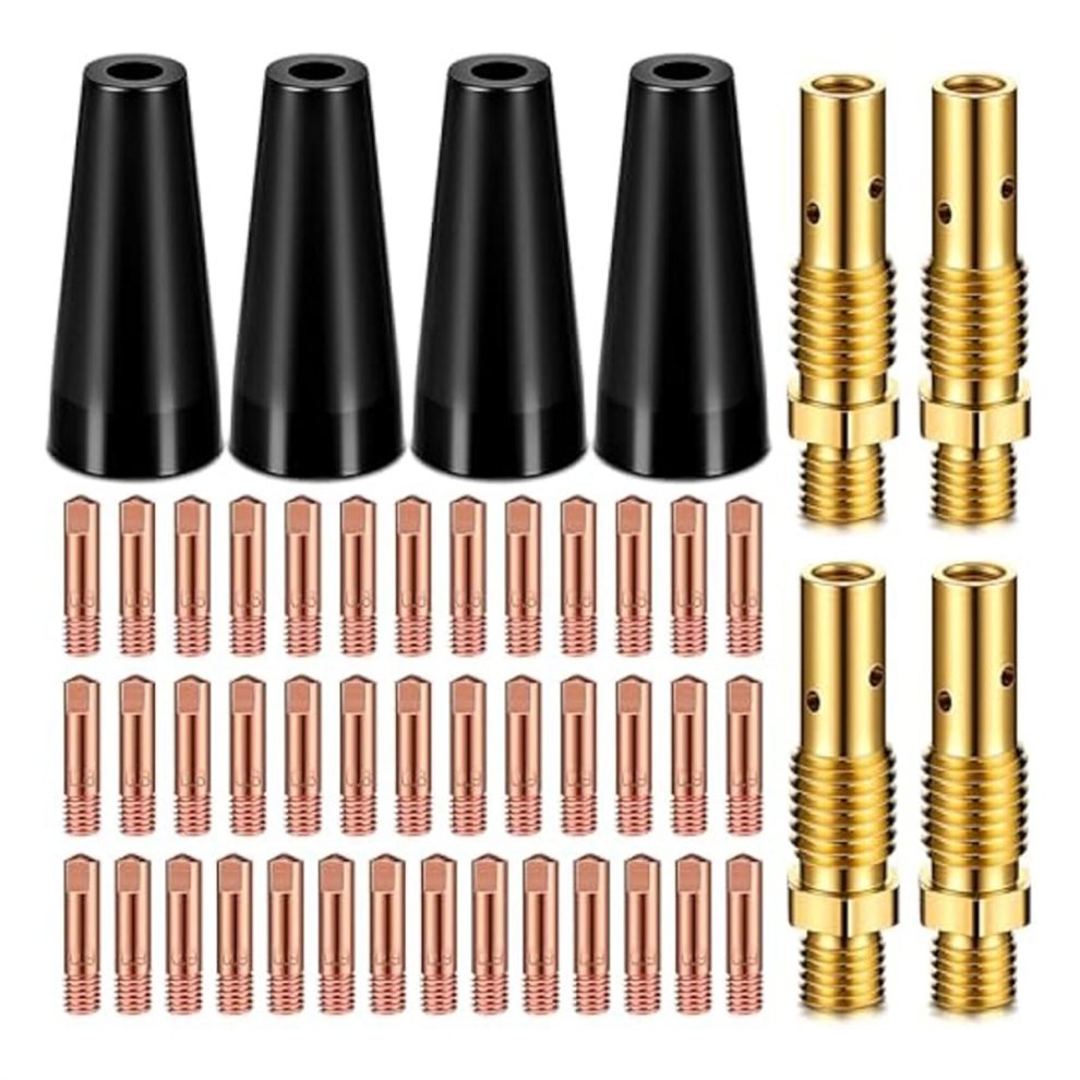 48Pcs Flux Core Gasless Nozzle Tips Kit Kp1939-1 Welder Mig Contact Gas Diffusers 4853961840545