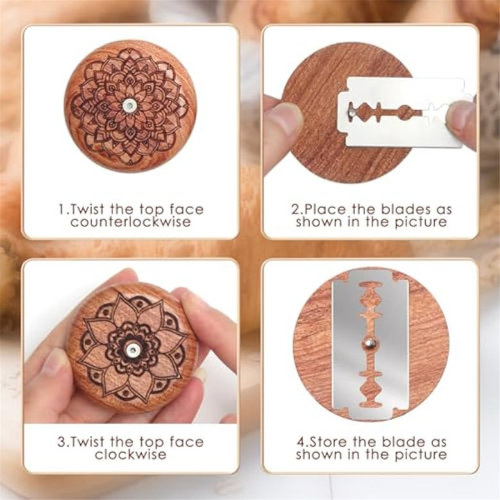 14PCs Wooden Bread Lame Cutting Set,UFO Scoring Tool Including 2 Tool,2 Protective Covers,10 Blades 2