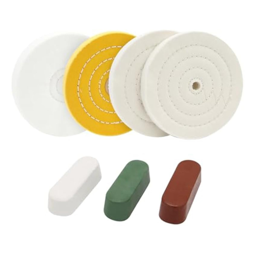 4pcs Buffing Polishing Wheels,Soft/Fine/Medium for Bench Grinder Tool with 3pcs Cutting Compounds