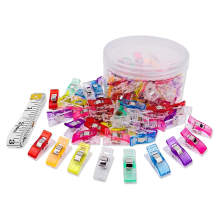 Premium Plastic Clips 100 Pack Sewing for Quilting and Crafts with Tin Box, Assorted Colors, 1 Tape Measure