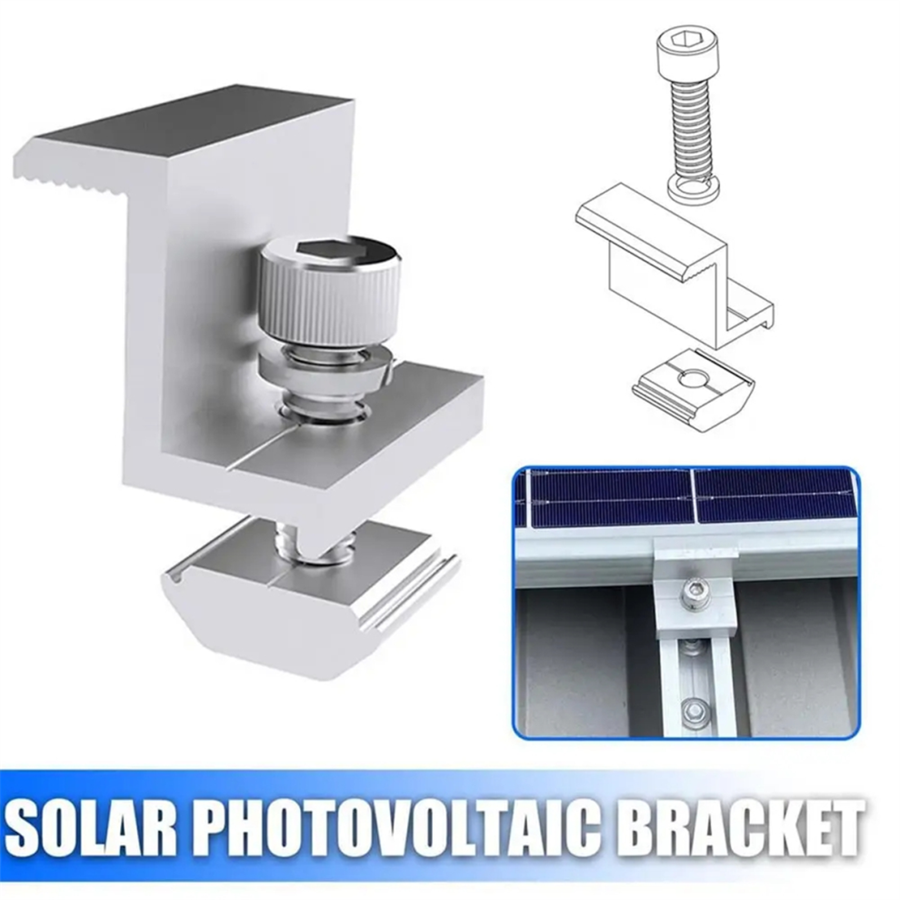 10Pcs Solar Photovoltaic Bracket Aluminum Alloy Clamp For Module Panel Racking Mounts Accessories Pv A 4853961845410