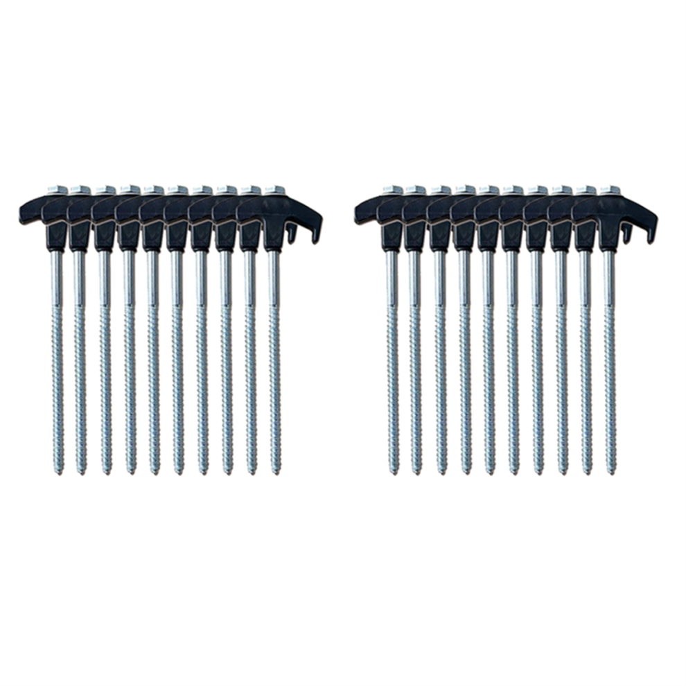 Tent Stake Screws Tree Stump Kit Nails Camping Anti-Rust Ground Stakes Spiral for Patio(20 PCS) Black-image-OPC-PJ8GSRP-NEW