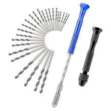 Micro-Type Pin Vise and Twist HandDrill Rottery Tool with 25Pc 0.5-3 mm Small Metal Manual Drill Bits for Resin Casting