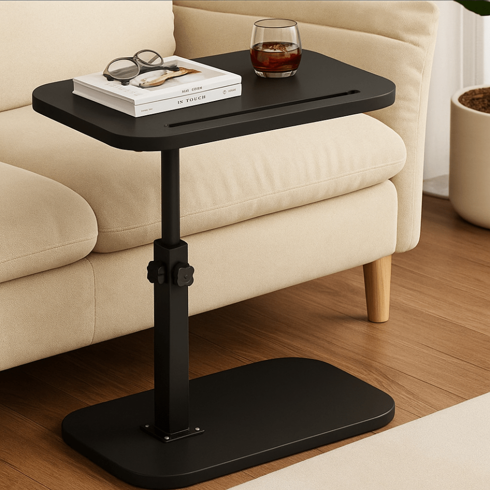 C-Shape Height Adjustable Swivel 360° Rotating Tray Sofa Side Table