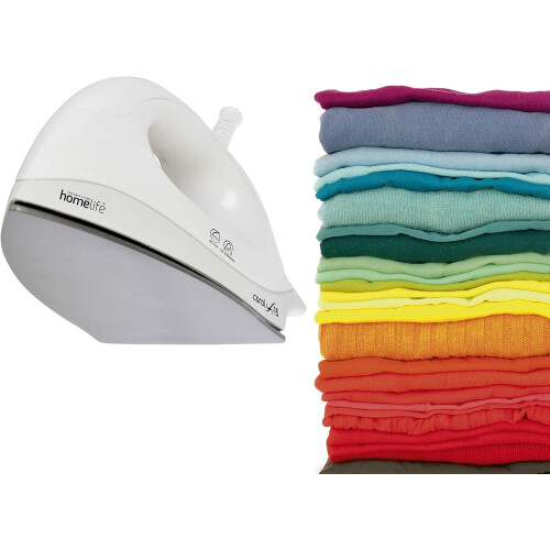 1200W Dry Iron Non-Stick Soleplate Variable Temperature Control 2m Cord White 2