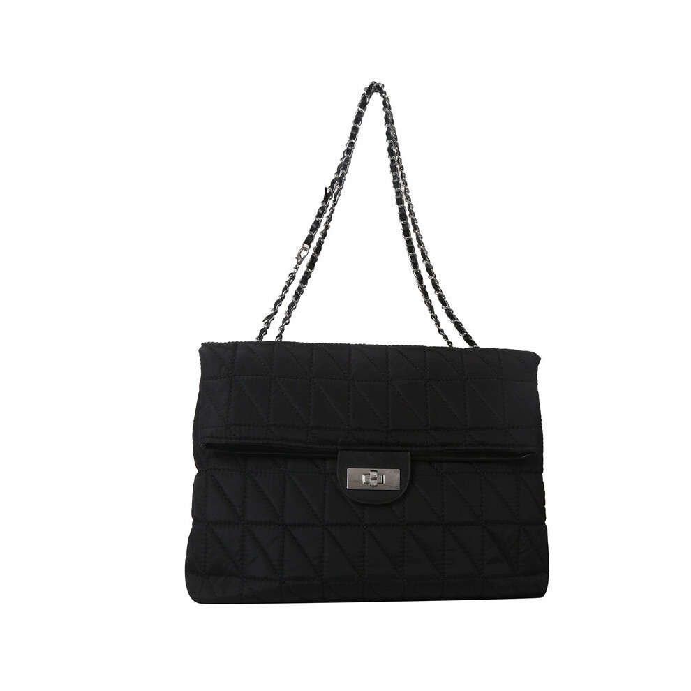 (Black) Fashionable And Versatile Oxford Fabric Crossbody Bag With Quilted Pattern Unique-image-OPC-PJ8HGHH-NEW