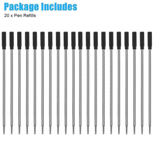 (Black) 20PCS Cross Style Ballpoint Pen Refills Smooth Flow Black Ink 1.0mm Medium Point