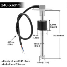 (150mm 240-33ohm) 100mm ~ 1000mm Water Fuel Level Gauge Sensor 0~190 240~33 Ohm Marine Boat Yacht Car Oil Liquid Tank Fuel Sender Unit Sensors
