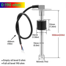 (550mm 0-190ohm) 100mm ~ 1000mm Water Fuel Level Gauge Sensor 0~190 240~33 Ohm Marine Boat Yacht Car Oil Liquid Tank Fuel Sender Unit Sensors