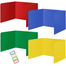 4-pack kleurrijke privacy-folders voor schoolbanken - uitwisbare plastic testverdelers voor in de klas, eenvoudig schoon te maken