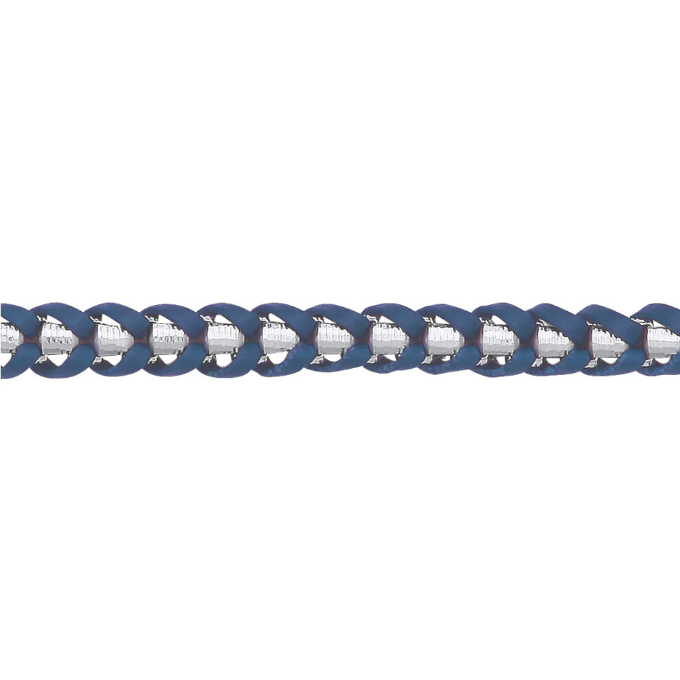 Jewelco London Mens Sterling Silver Leather Plaited Chain Bracelet 7mm 8.5 inch - GVB579