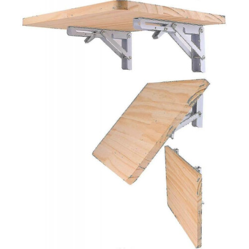 (white) 2 Pcs Folding Shelf Brackets, Diy Wall Mounted Folding Table Hinge, Save Bench Space -ys 1