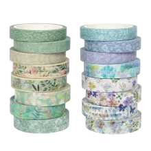 Set van 16 rollen met bloemenwashi tape, decoratieve sticker met bloemen en lentebloemen voor planner, scrapbook, dagboek, doe-het-zelf, knutselen