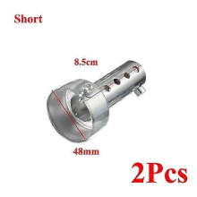 (2Pcs Short 48mm) 2Pcs 35/42/45/48/60mm Universal Motorcycle Can DB Killer Muffler Silencer Noise Sound Eliminator Exhaust Adjustable Silver
