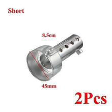 (2Pcs Short 45mm) 2Pcs 35/42/45/48/60mm Universal Motorcycle Can DB Killer Muffler Silencer Noise Sound Eliminator Exhaust Adjustable Silver