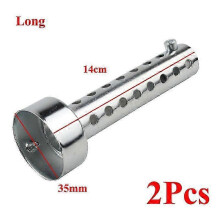 (2Pcs Long 35mm) 2Pcs 35/42/45/48/60mm Universal Motorcycle Can DB Killer Muffler Silencer Noise Sound Eliminator Exhaust Adjustable Silver