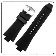 (Black Silver Buckle) Silicone Watch Band for Michael Kors Mk8184 and Mk9020  Raised Mouth Watch Strap to Elevate Your Timepiece