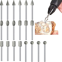 20Pcs Diamond Grinding Bits,120 Grit 1/8in Shank Coated Rotary Burr Set -Fits Most Tools, Jewelry Making