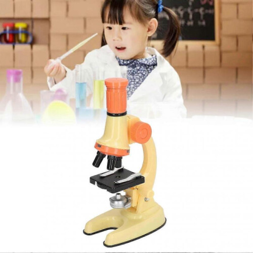 (Yellow) Microscope Toy Educational Biological Laboratory Tool Microscope Toy for Children Kids 1