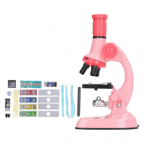 (Pink) Microscope Toy Educational Biological Laboratory Tool Microscope Toy for Children Kids