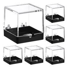 6 stuks transparante plastic stenencollectie display case, stevige organizer voor het opbergen van edelstenen, sieraden en verzamelobjecten