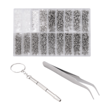 1000 stuks brillen schroeven en moeren assortiment + 1 schroevendraaier pincet, reparatieset voor optische gereedschapsset horloge/bril/zonnebril/bril