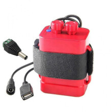 (Red) 12v Waterproof Battery For Case Box With Usb Interface Support 6x 18650 Battery