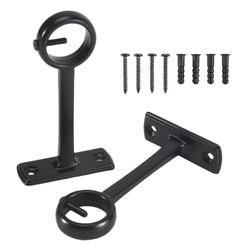 Staffe per aste per tende da soffitto, staffe resistenti per supporto da 1 pollice (set da 2, nero) 2