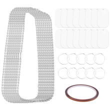 44 stuks sublimatie stempel blanco aluminium hondenpenningen, met ketting, sleutelhangers, warmtetape voor huisdier-ID, hanger