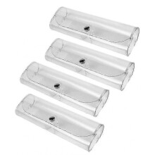 4 Pack Transparent PVC Eye Glasses Case Hard Boxes Spectacle Cases, Clear Reading Glasses Cases, Snap-Button Closure Holder--F