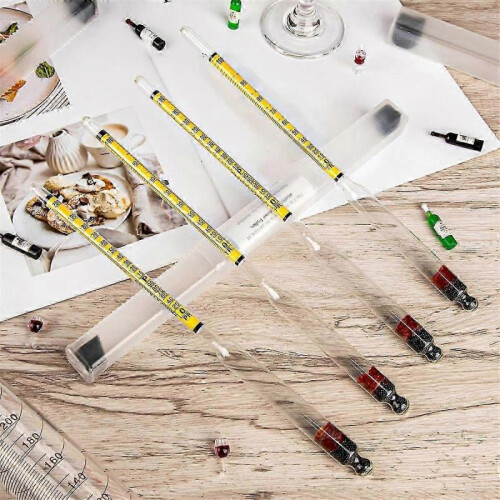 4Pcs Hydrometer Alcohol, Alcohol Meter for Distilling Alcohol 0-200 Proof & 0-100 Tralle, Specific Hydrometer 2