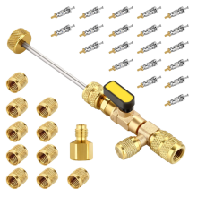 Klepkernverwijderaar-installatiegereedschapsset met dubbele maat 1/4 en 5/16 poort voor R22, R12, R407, R410, R404, R32, R600