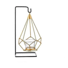 Metal Shaped Geometric Design Tea Light Candle Holders, Multifunctional Glass Candle Holder Stand