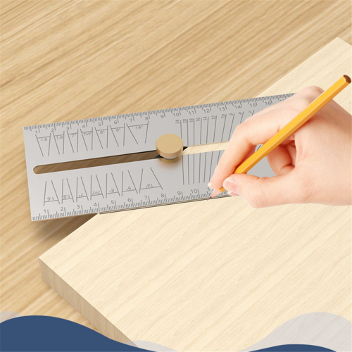 Woodworking Scribe Ruler Multi-Func Square Marking Gauge-Carpentry Measuring Layout Tool Adjustable Tilt Gauge 1