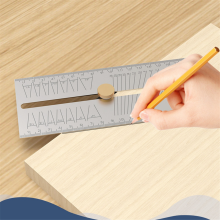 Woodworking Scribe Ruler Multi-Func Square Marking Gauge-Carpentry Measuring Layout Tool Adjustable Tilt Gauge