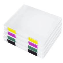 4 stuks A4-bestand, draagbare projectkoffer, draagbare doos van plastic, opbergruimte voor plakboeken en papier van 8,5 x 11 inch