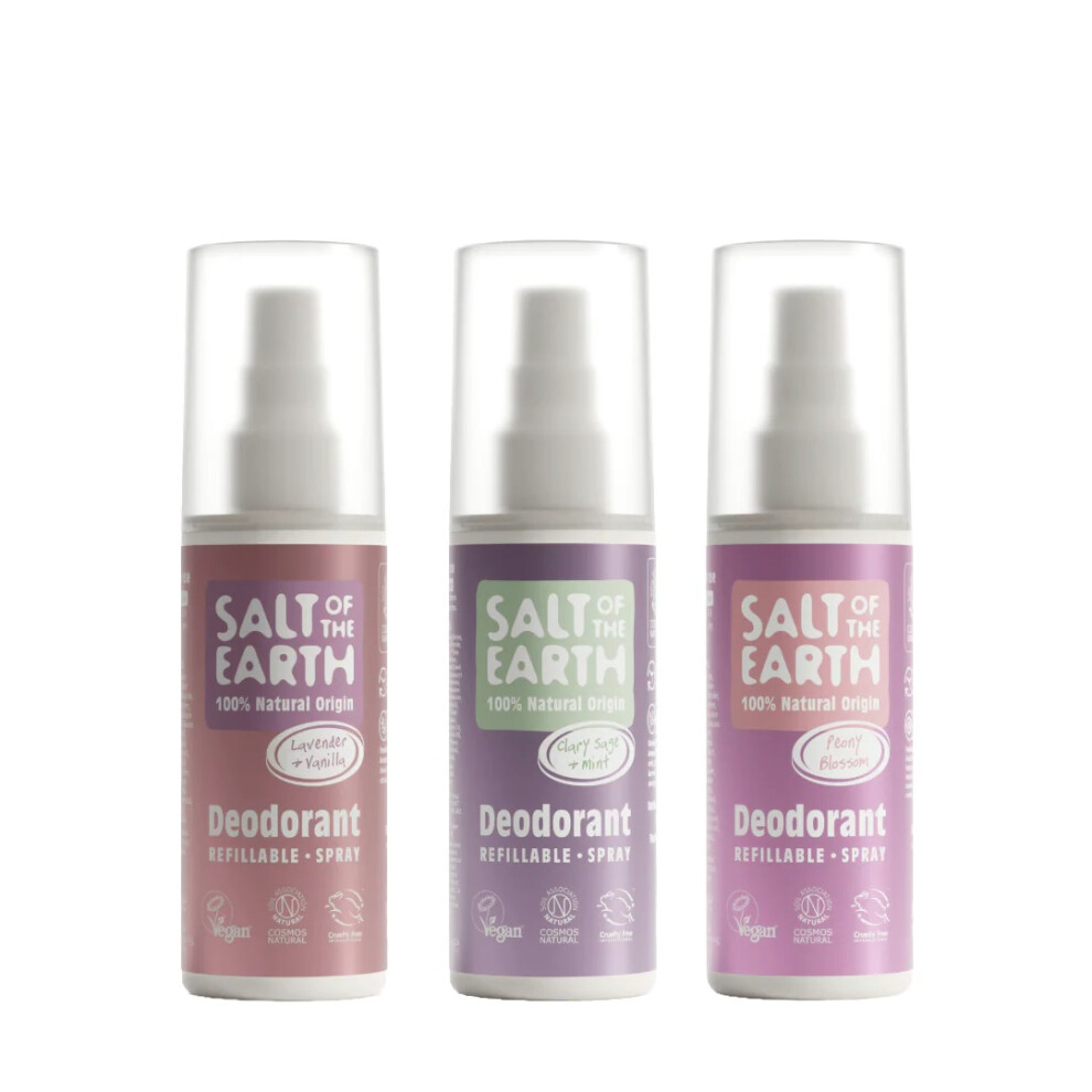 Salt Of The Earth Natural Deodorant Spray - Lavender & Vanilla Peony Blossom Clary Sage & Mint - 100Ml