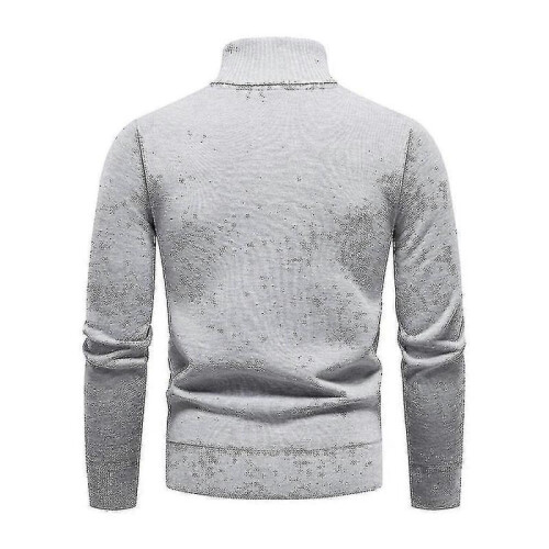 (L,Grey)Mens Plain Roll Neck Basic Sweater Winter Slim Fit Thick Knit Warm Pullover Top 1
