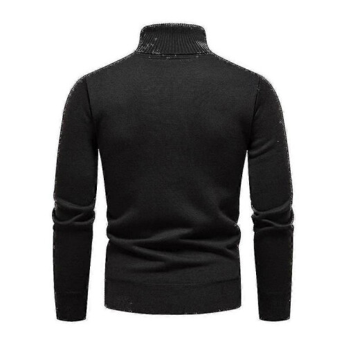 (4XL,Black)Mens Plain Roll Neck Basic Sweater Winter Slim Fit Thick Knit Warm Pullover Top 1