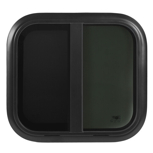 500x450mmm Rounded Sliding Windows Black Aluminum 1