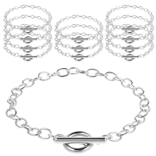 12 stuks kettingarmbanden voor het maken van sieraden, damesketting, schakel met OT-sluiting, zilver