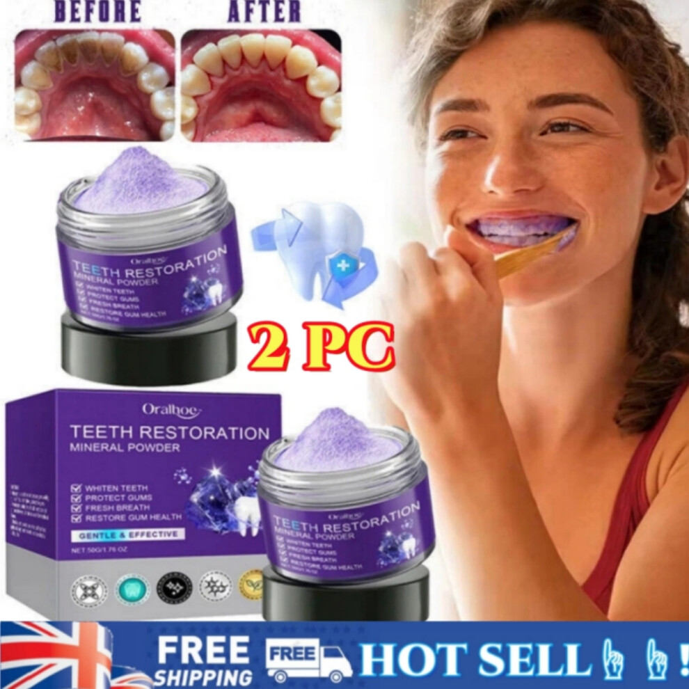 Purple 2Pc Dental Restoration Mineral Powder, Mineral Tooth Powder,Teeth Whitening