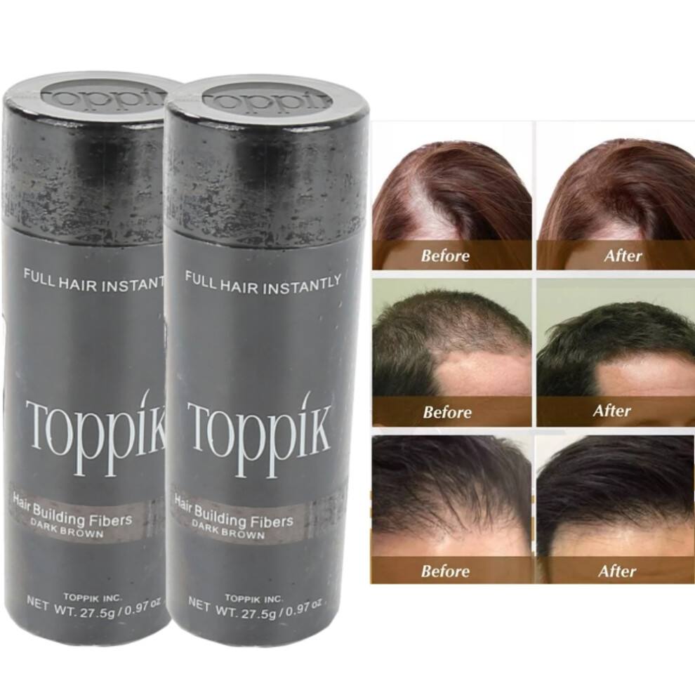 Dark/Brown ( Brown) 2 Pack Toppik Hair Building Fibers 27.5 G / 0.97 Oz Hair Care