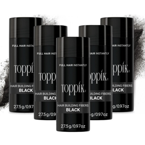 5PC (BLACK) Toppik Hair Building Fibres | Hair Fibres For Thinning Hair