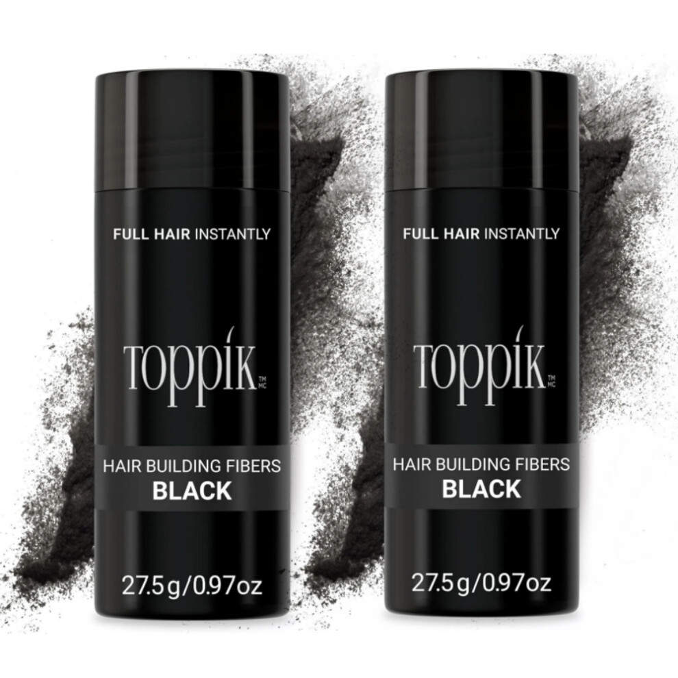 2Pc (Black) Toppik Hair Building Fibres | Hair Fibres For Thinning Hair Black