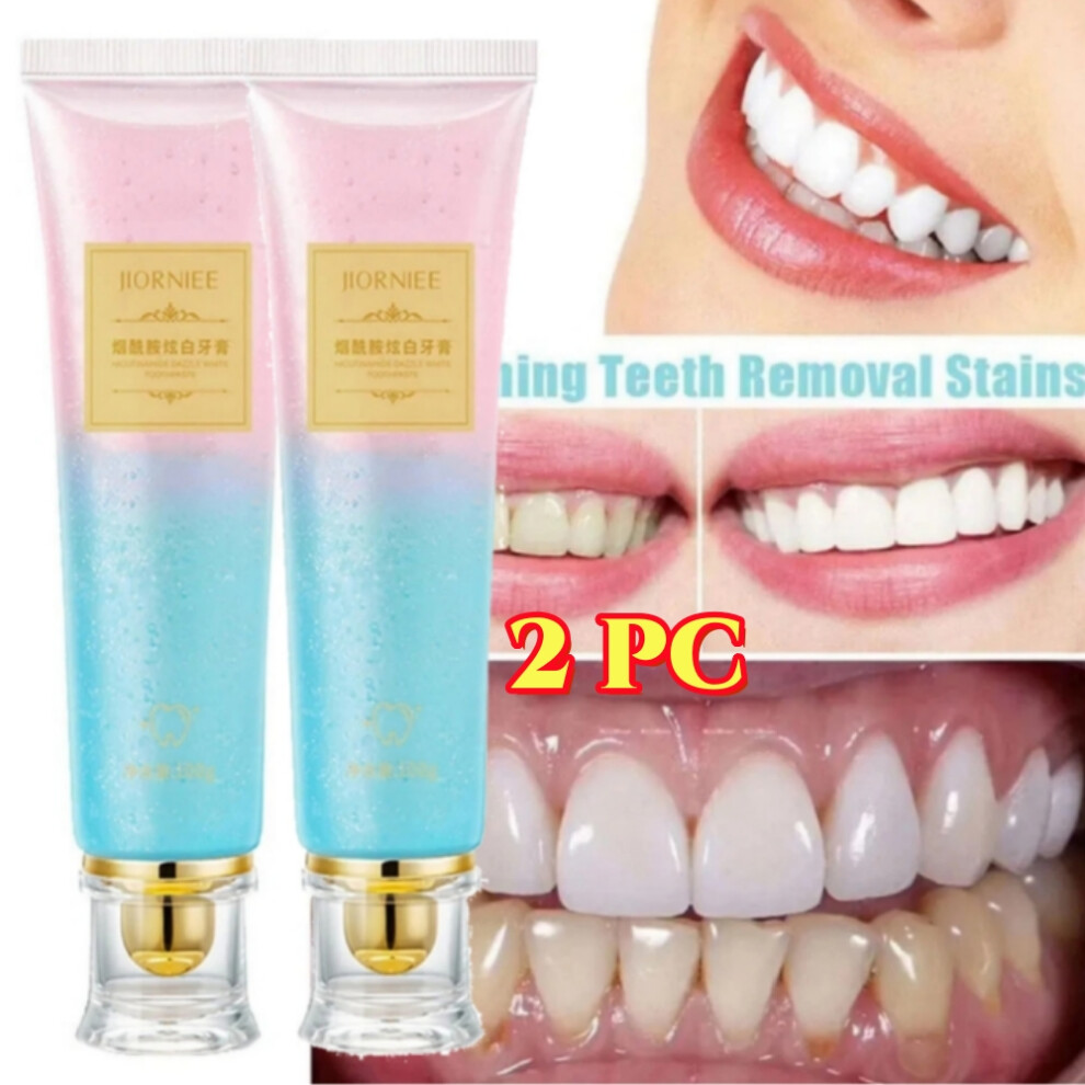 Peach 2Pc Niacinamide Whitening Toothpaste, Natural Niacinamide Toothpaste,Teeth Whitening