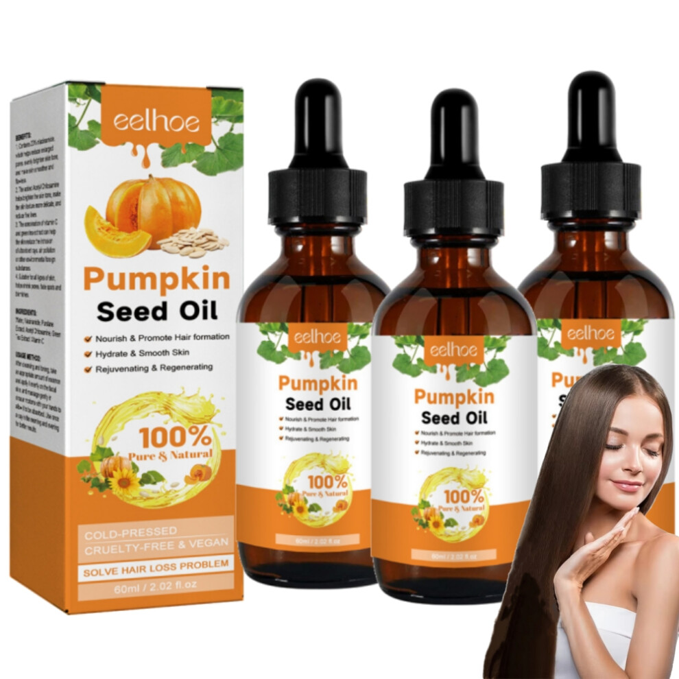 3x Pumpkin Seed Oil For Hair Growth Pumpkin Oil For Hair Growth Prevents Hair Loss Hair Growth For Eyelashes Nourishing