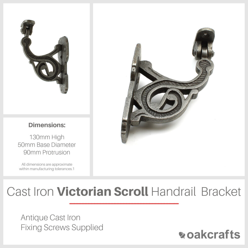 Oakcrafts Cast Iron Victorian Scroll Swivel Handrail Bracket